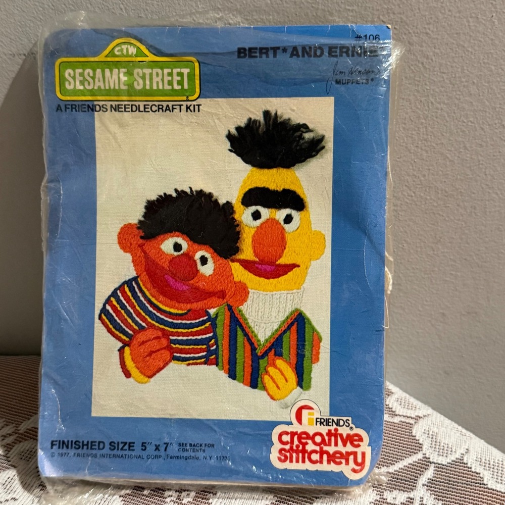 Sesame Street Bert Ernie Needlecraft Kit Unisex 5x7 Multi New 1977 Vintage 106